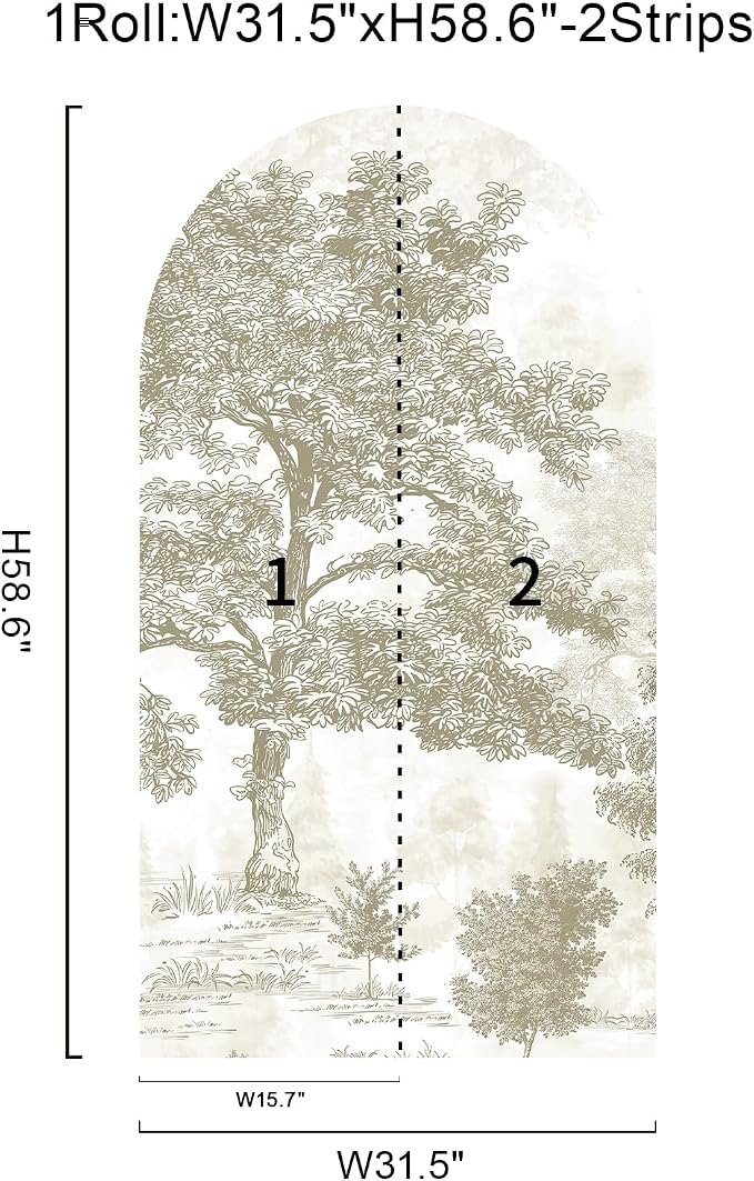 Zeeko Vintage Forest Arch Wall Decal 31"x59" Peel and Stick Canvas Waterproof Self-Adhesive Removable Tree Mural for Nursery Wall Decor - Image 2