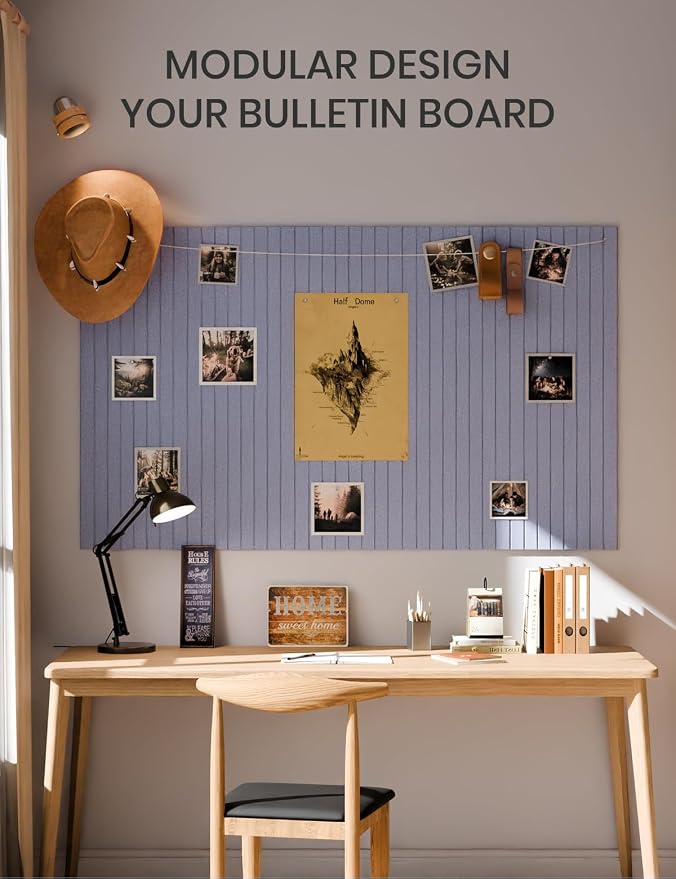 Fluxynara 36" x 24" Large Felt Bulletin Board, Soft Periwinkle | 6 Pack Cork Board Alternative with 30 Safe Adhesive Tabs, Pin Boards for Wall Decor, Home, Office, Classroom,Dorm - Image 6