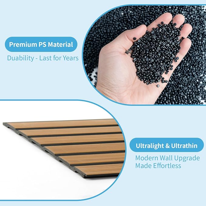 Art3d Six-Grid Design Slim Slat Wall Panel, 104 x 12 Inch, 4-Pack, Rosewood | Lightweight, Wainscoting, Waterproof, Easy to Clean, Sturdy, Glue on, Elegant Style, for Bedroom, Office, Home Improvement - Image 7