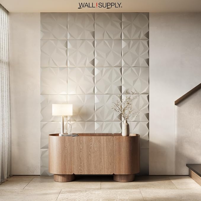 Wall!Supply 3D Geo Lite Wall Panels, 12-Pack, Cashmere | Lightweight XPS Foam, Wallpaper Alternative, Easy DIY Installation, Covers 32.29 Sq Ft, for Living Room, Bedroom, Office - Image 7