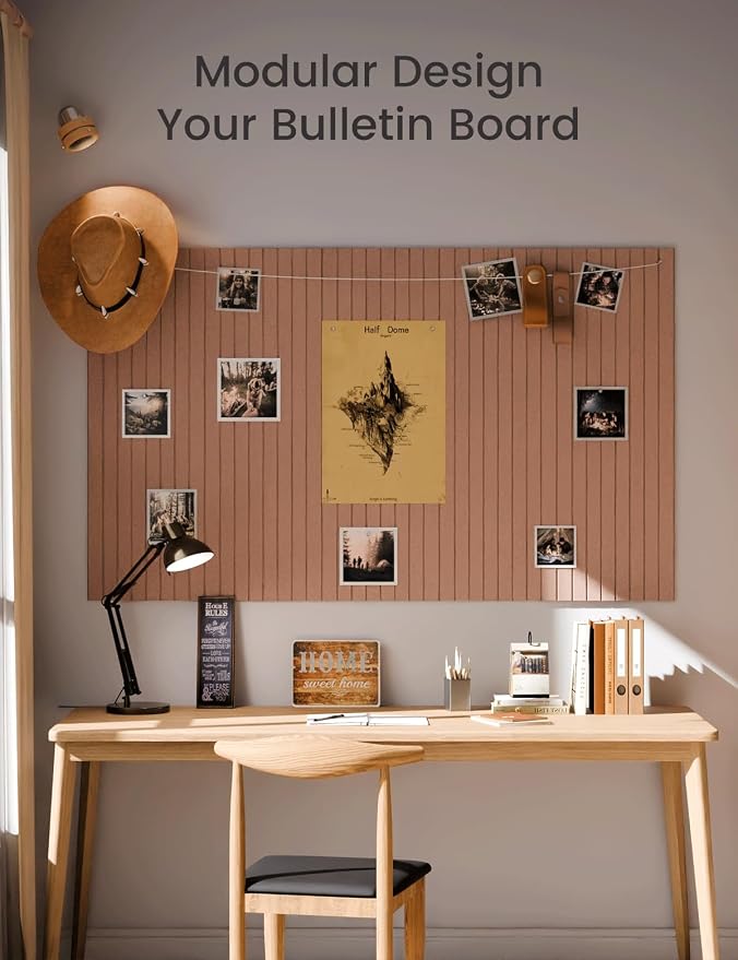Fluxynara 48" x 36" Large Felt Bulletin Board, Terracotta | 12 Pack Cork Board Alternative with 60 Safe Adhesive Tabs, Pin Boards for Wall Decor, Home, Office, Classroom,Dorm - Image 6