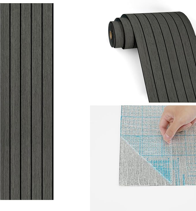 Wallercity Black/Gray Wood Slat 3D Wall Panels Waterproof Soundproof Planks | Flexible Wood Panel Self Adhesive Foam Slat Acoustic Panels for Walls Ceilings Vinyl Peel and Stick Wooden Panels 23.6x197 IN - Image 9