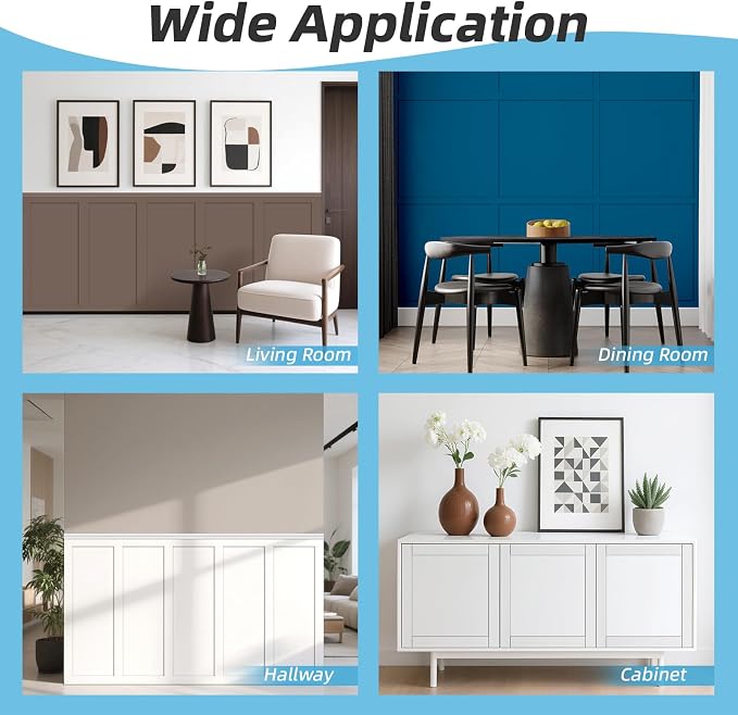 Art3d MDF Premade Paintable Board and Batten Wainscoting Kit, 94.5 x 54 in | Molding Slat with Edge Strip, Lightweight, Paintable, Impact-Resistant, Easy to Install, Ideal for Living Rooms, Bedrooms - Image 9