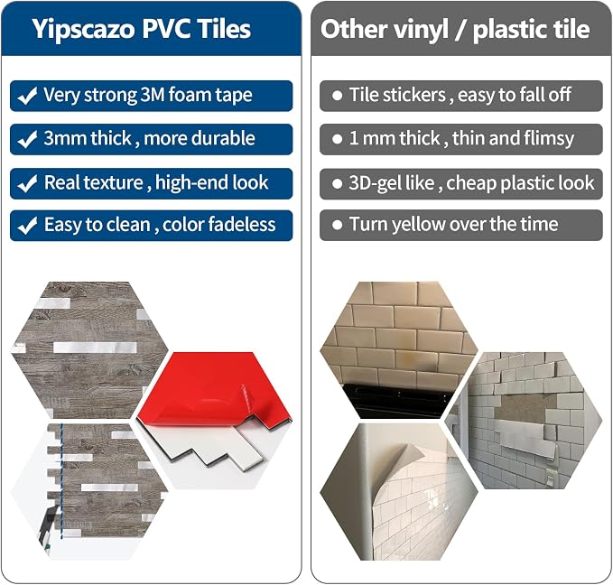 Yipscazo Peel and Stick Wood Metal Backsplash, Stick on Tiles for Backsplash Kitchen (Light Brown Wood, 20-Pack) - Image 6