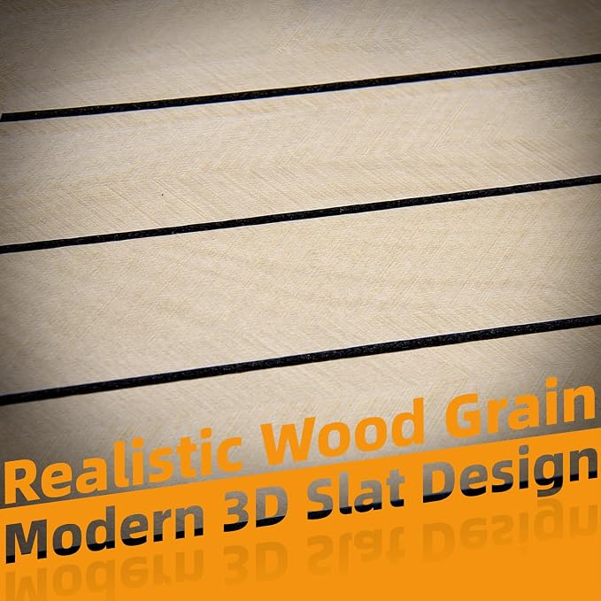 WOWSTAR 6-Pack Peel and Stick PVC Wood Slat Wall Panel，Thickened Wood Grain Wallpaper, 3D Wall Panels, 48" x15.74", Teak - Image 7