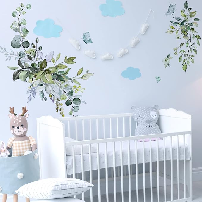 Plant Wall Decals, Removable Fresh Plants Wall Stickers Green Hanging Leaves Flowers Vines Wall Murals for Bedroom Living Room Nursery Wall Decor Wall Art as Decorations Peel and Stick - Image 7