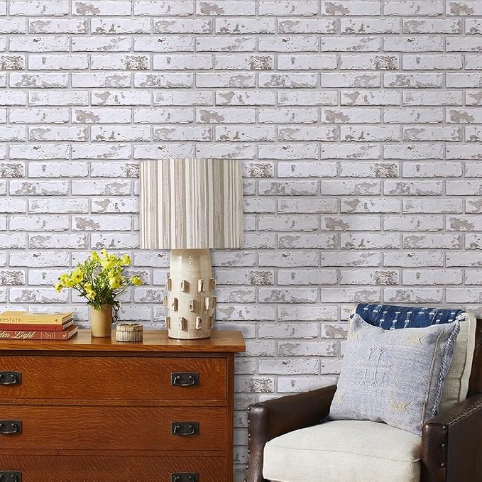 Commomy 3D Faux Brick Wall Panels - Ultra Thin PVC 10pcs 15.74" x 11.8" | Peel and Stick Brick Wall Covering for Living Room, Bedroom Quick DIY Interior Wall Decor,Not Real Brick (12.92 sq.ft) - Image 8