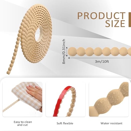 Leinuosen Flexible Bead Molding Trim Peel and Stick Wood 10ft /8 mm - Image 2
