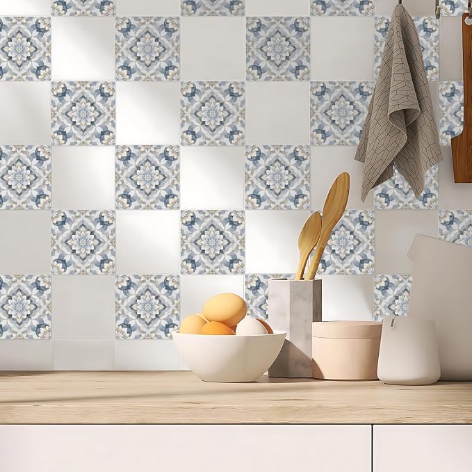 Wall Tiles Peel and Stick Waterproof - 24 Pcs (6x6 Inch) Wall Stickers Backsplash Decals for Kitchen, Bathroom, Removable Self-Adhesive Vinyl Art (Multi-color14-24, 6x6 Inch) - Image 3