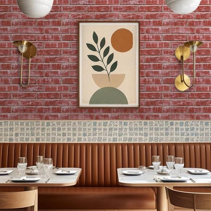 Commomy 3D Faux Brick Peel and Stick Wall Sticker - 10pcs 15.74" x 11.8" | Ultralight Thin PVC Fake Brick Wallpaper Tiles Wall Covering for Home Office,Living Room Quick DIY Home Decor(12.92 sq.ft) - Image 3