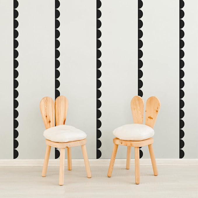 Black Semi-Circle Wall Decals, Scandinavian Geometric Wall Décor | Stunning painted look for modern boho accent wall minutes. Peel and stick matte vinyl stickers for home, office, dorm. - Image 2