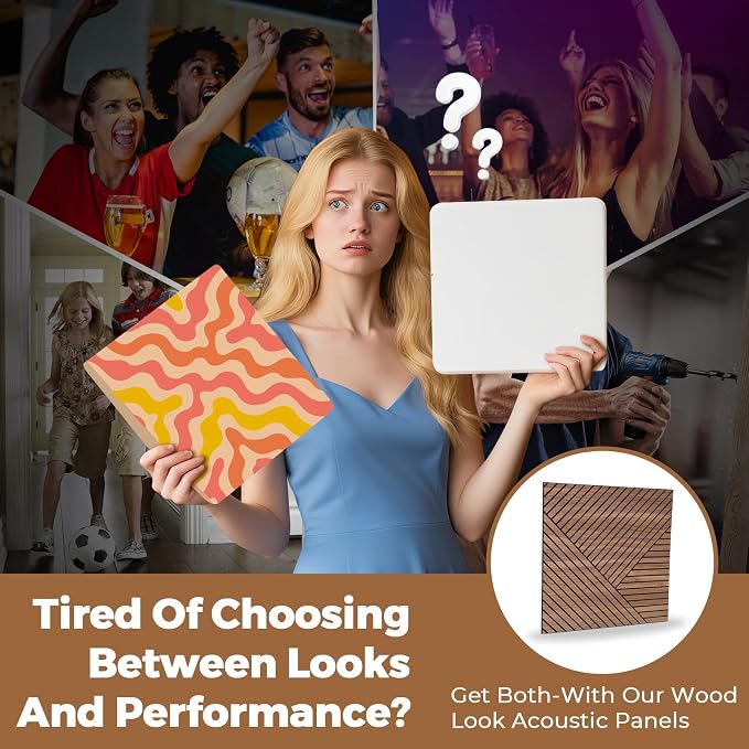 3D Peel and Stick Acoustic Wall Panels – 8 Pack Self-Adhesive Wood Pattern Soundproof Panels 23.6” x 23.6” for Interior Wall Decor, Bedroom, Living Room, Office (Golden Maple) - Image 4