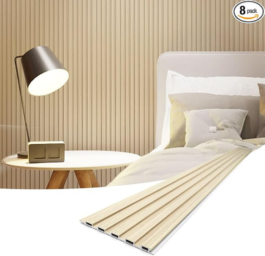 Art3d 96 x 6 Inch WPC 3D Wood Textured Slat Wall Panels, 8-Pack, Oak | Stylish Slat Design, Waterproof, Weather Resistant, Eco-Friendly, Long-Lasting, Easy to DIY, Ideal for Interior Wall, Bedroom by Art3d