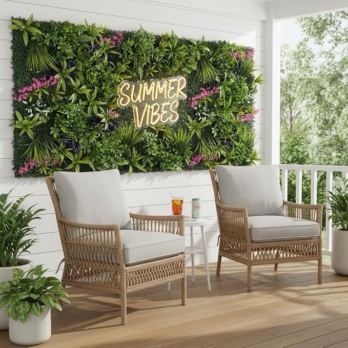 40" x 20" Artificial Grass Wall, Faux Greenery Backdrop Flower Wall Panels | UV-Anti, Fake Ivy Vine Balcony Fence, Indoor Outdoor Green Wall Decor, Garden Ivy Privacy Screen, Boxwood Patio Fence Panels - Image 8