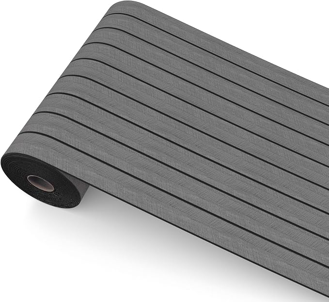 Peel and Stick Wood Slat Wall Panels, Dark Gray, 118 x 15.7 in | 3D Fluted, PVC Paneling for Accent Wall, Ceiling, Living Room, Office, Bedroom by Greymond