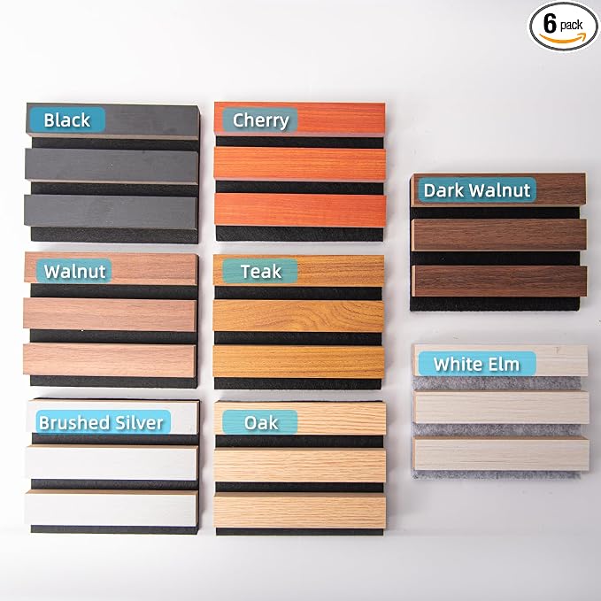 Art3d 3D Textured Soundproof Wood Slat Wall Panel, 6 x 4.7 in, Sample Pack | Wood Grain Finish, Effortless Setup, Sustainable, Long-Lasting, Noise Reduction, Easy Care, for Living Room, Bedroom, Office by Art3d