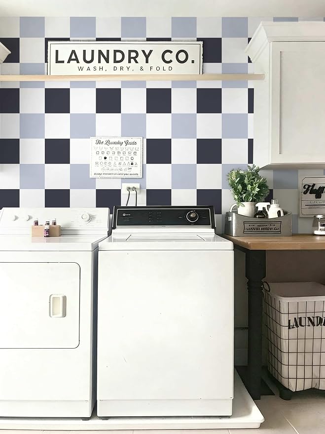 Ismoon Plaid Wallpaper Peel and Stick Modern Checkered Contact Paper 17.3" x 78.7" Black/Gray/White Neutral Mosaic Wall Paper Textured Removable Wallpaper for Bedroom Renter Friendly Vinyl - Image 2
