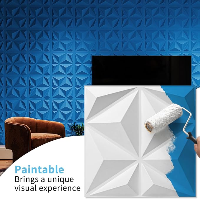 Art3d 20 Pack Decorative 3D Wall Panels, 19 Sq.Feet PVC Interior Wall Décor, 11.8"x11.8", White - Image 4