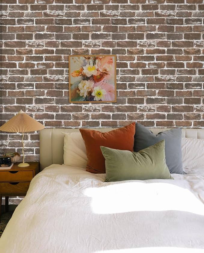 Timeet 3D Vintage Brown Brick Wallpaper 17.7"×472" Brick Peel and Stick Wallpaper Brick Wallpaper Brick Self Adhesive FilmFaux Textured Wallpaper Stone Look Wall Paper Home Decor Vinyl - Image 6