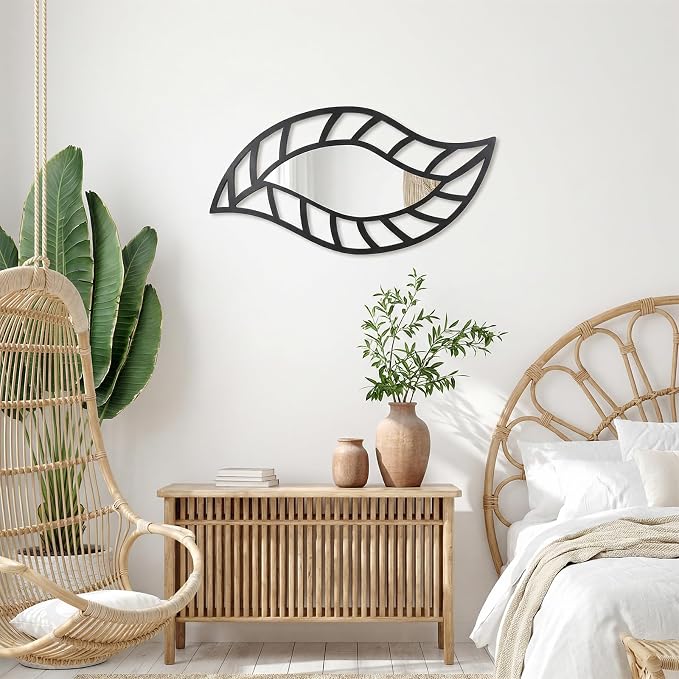 2 Pack Leaf Teardrop Wall Mirrors, 7.87x15.75 inches Black Decorative Wall Mounted Mirrors Acrylic Walls Mounted Decorations for Living Room Bedroom Bathroom Vanity Entryway Home Decor - Image 4