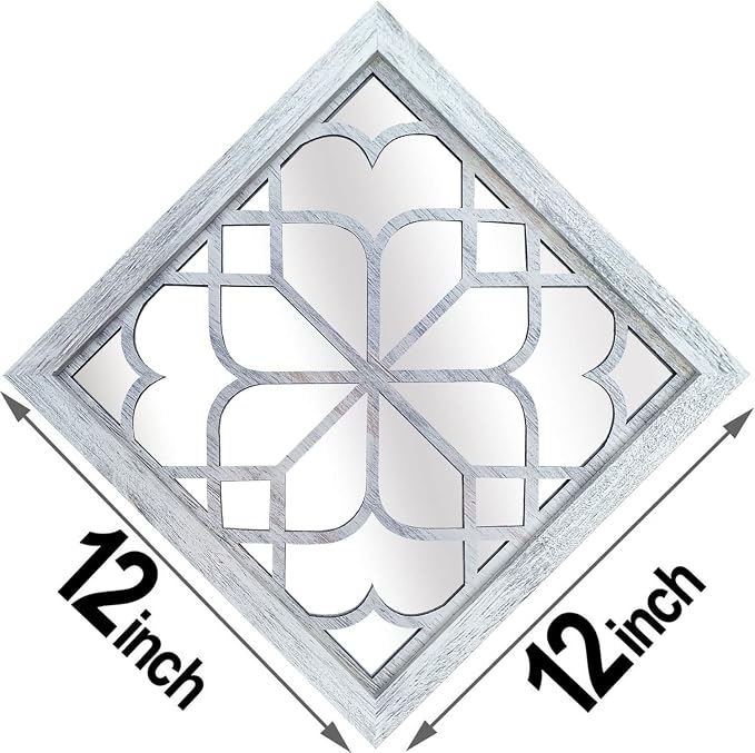 Wocred Set of 4 Mirrors Square Wall Mirror,Gorgeous Rustic Farmhouse Accent Mirror,Rustic White Color Entry Mirror for Bathroom Renovation,Bedrooms,Living Rooms and More(12”x12”4pcs) - Image 7