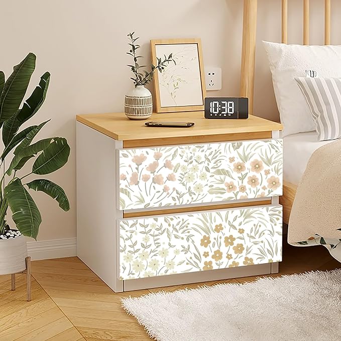 SOON AFTER Khaki Boho Neutral Floral Peel and Stick Wallpaper, 17.3" x 472" Removable & Waterproof Vinyl Wallpaper, Flower Self-Adhesive Contact Paper for Nursery Bedroom Cabinets - Image 7