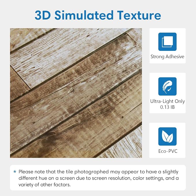 COMSTICKC 3D Faux Wood Wall Sticker Shiplap Peel and Stick, Not Real Wood | 10 Pcs 11.8" x 11.8", Lightweight Self-Adhesive Fake Wood Wall Panels Covering for DIY Wall Upgrades, Cover 9.7 sq ft - Image 4