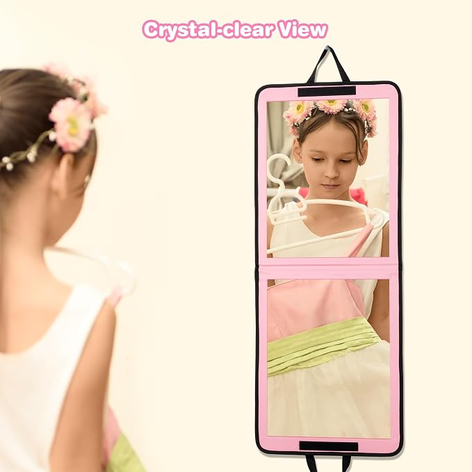 LPHUMEX Pink Portable Folding Dance Kit - 32x13 Full Length Mirror - Image 2