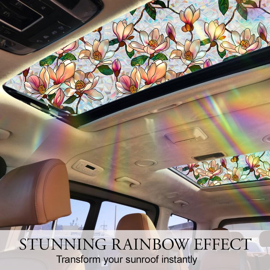 Magnolia Stained Glass Window Film Decorative, 35.4" x 78.7" - Image 2