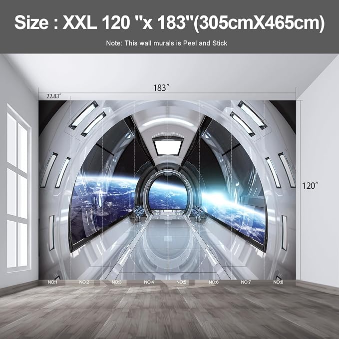 Spaceship Large wall murals Peel and Stick self Adhesive Wallpaper for Bedroom Living Room - 120"x183" - Image 2