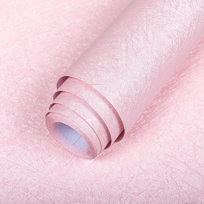 Pink Wallpaper Embossed Silk Self Adhesive Peel and Stick Contact Paper | 15.7" X 118" Removable Waterproof Bathroom Home Decorative Vinyl Wrap Film Cabinet Furniture Countertop Shelf Paper by Abyssaly