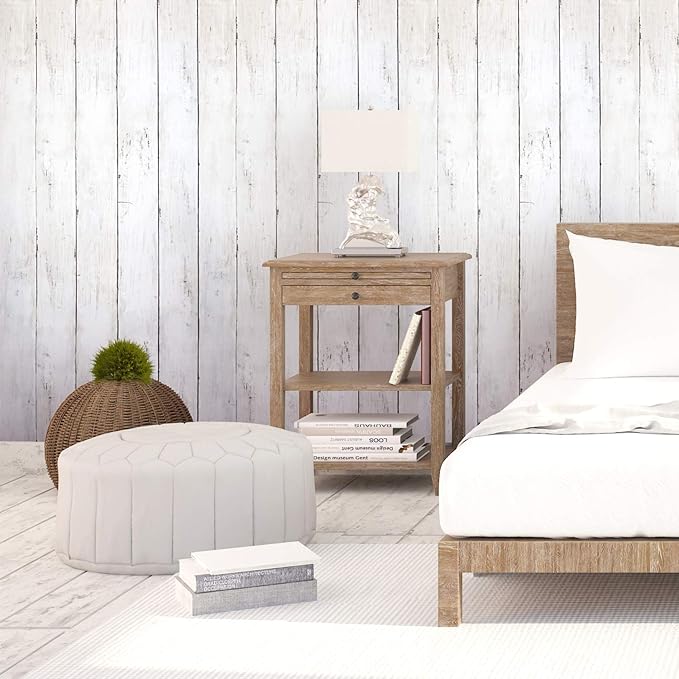 39.37 ft x17.7 in White Wood Peel and Stick Wallpaper White Wall Paper Removable Vintage Wood Plank Contact Paper Self Adhesive Decorative Wall Covering Vinyl Film Roll - Image 5