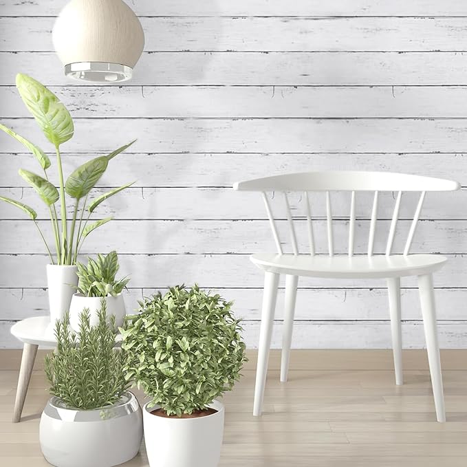 Shiplap Peel and Stick Wallpaper, Contact Paper for Classroom Home Decor | 35.4"x196" Removable Self-Adhesive White Wood Plank Film, Farmhouse Decor for Bulletin Board Desk Cabinet & Home Renovation - Image 6