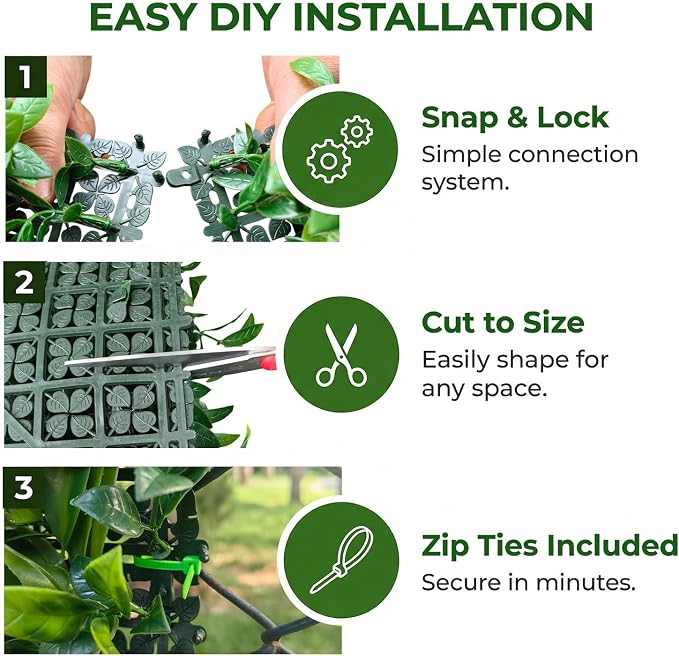 Artificial Greenery Grass Wall Panels Backdrop, 40" x 20" Green Wall Decor | UV Resistant, Realistic Fake Plant Wall, Green 3D Leaves Wall for Balcony Garden, Indoor Outdoor Privacy Screen Fence - Image 4