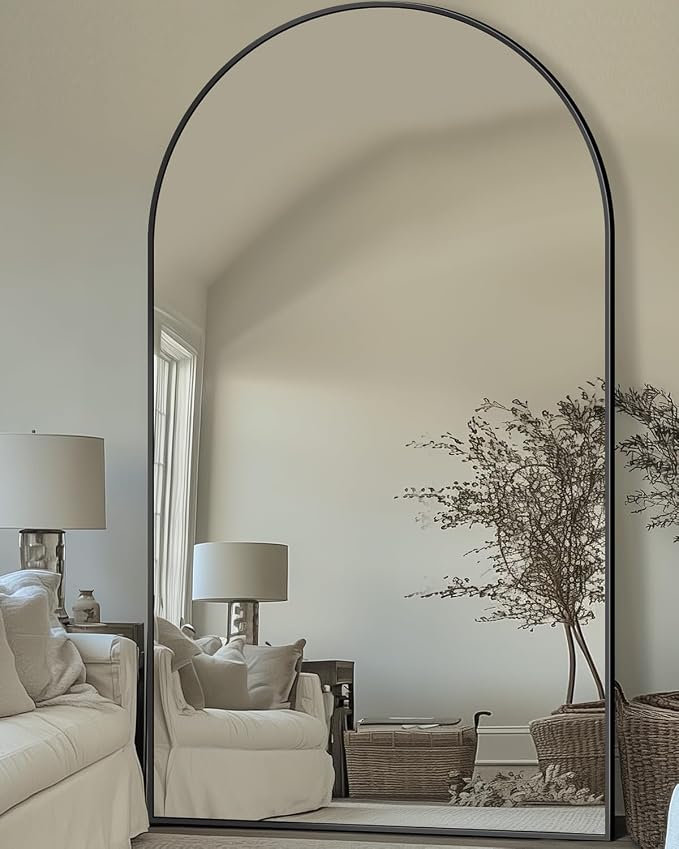 Antok Full Length Mirror, 81"x41" Floor Mirror with Stand, Black, Arched by AntokMirror