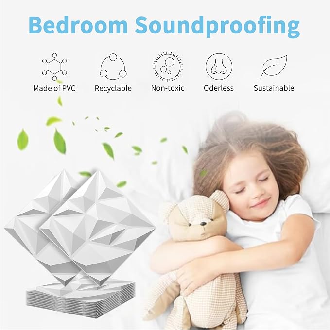 Art3d 100 Pack Decorative 3D Wall Panels, 19 Sq.Feet PVC Interior Wall Décor, 11.8"x11.8", White - Image 2