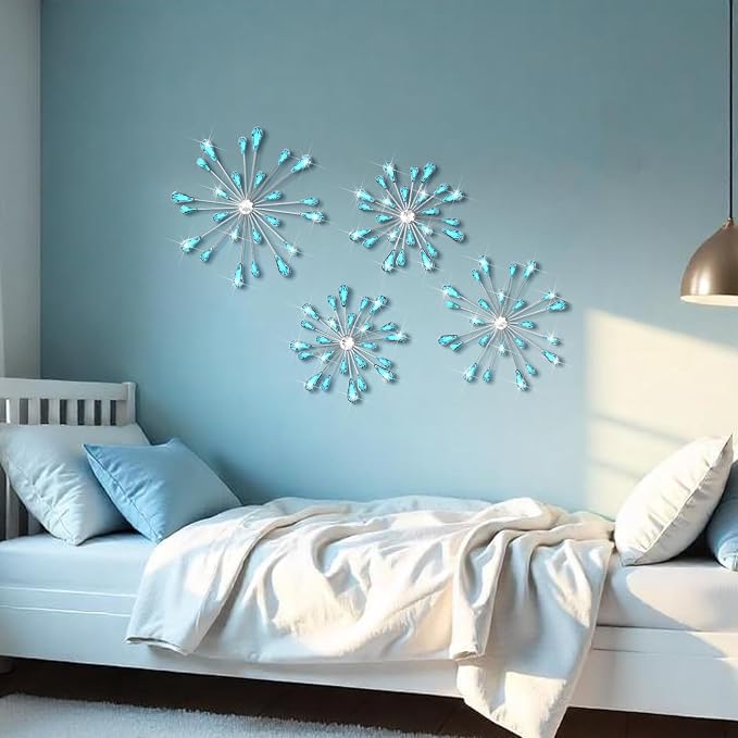 Hicarer 4 Pcs Starburst Wall Decor, Metal Wall Art, Blue - Image 5