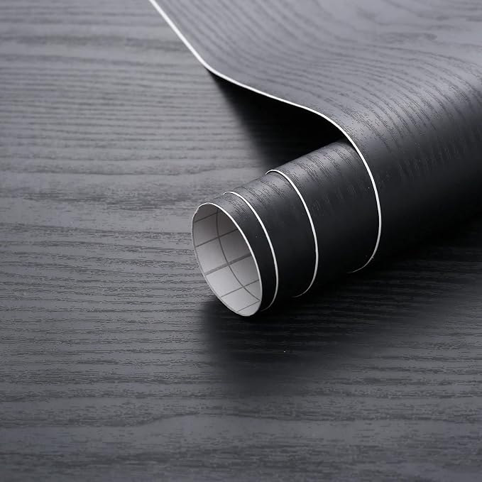 Arthome Peel and Stick Wallpaper - Black Wood Contact - Black Wallpaper - Self-Adhesive & Removable Wall Paper for Countertop Furniture Kitchen, Countertop Contact Paper, Easy to Clean, (17"x240") by ArthomeWALLDECOR