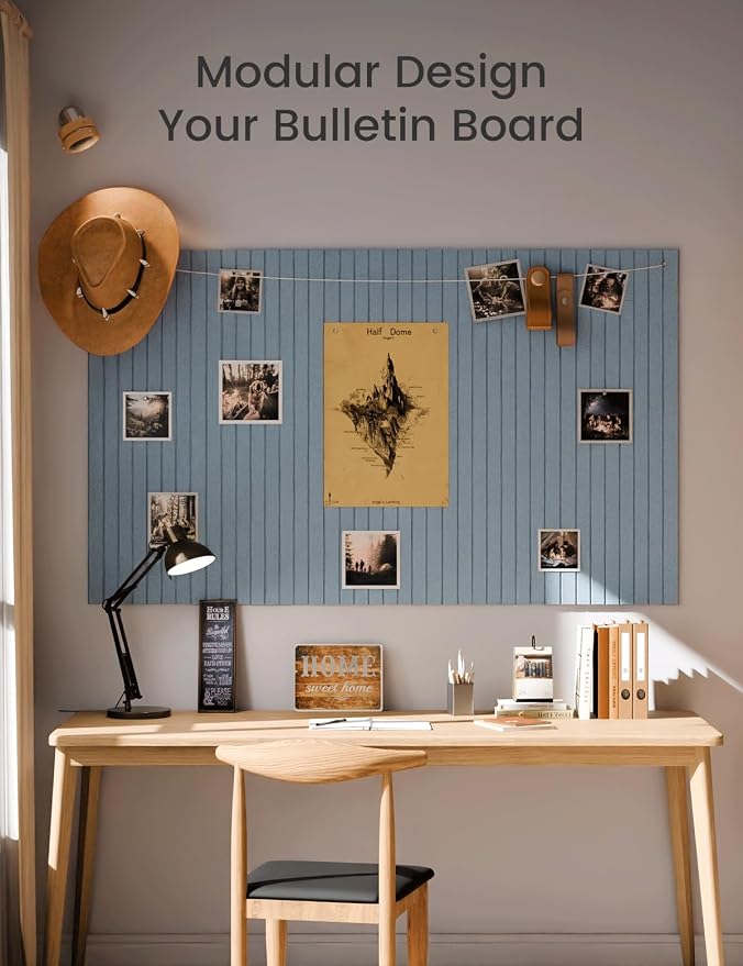Fluxynara 48" x 36" Large Felt Bulletin Board, Dusty Blue | 12 Pack Cork Board Alternative with 60 Safe Adhesive Tabs, Felt Pin Boards for Wall Decor, Home, Office, Classroom, Dorm - Image 6
