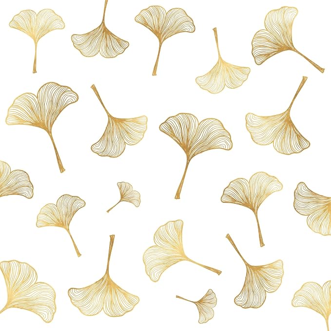 Golden Leaves Wall Decals Peel and Stick Art Mural Stickers for Living Room | Golden wall stickers, removable vinyl art, nordic plant decor, for living room bedroom bathroom kitchen farmhouse home decor by HATARU