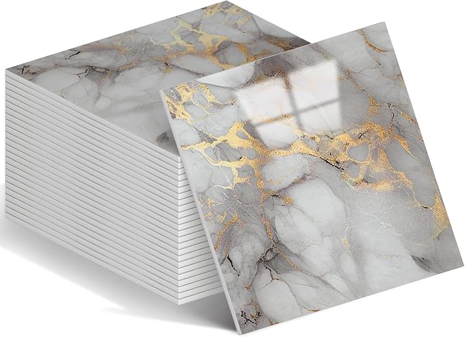 Peel and Stick Marble Wall Panels 11.8x11.8in Waterproof 20 Pack | Backsplash tile, shower wall, self adhesive, kitchen, bathroom, decorative tiles by WAPANE