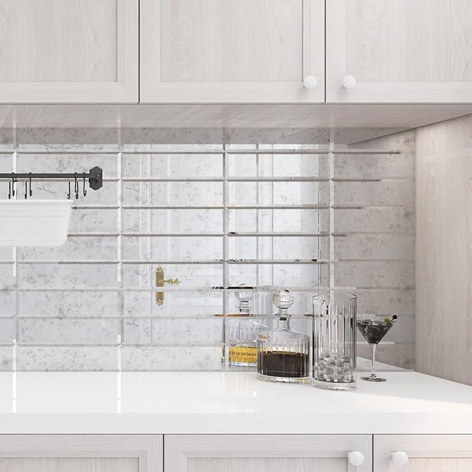 Lovdeco Light Antique Mirror Tile, Beveled Subway Mirror Backsplash 3x12 Inch for Kitchen Bathroom Wall (20 Pcs, 5 SQ.FT.) - Image 7