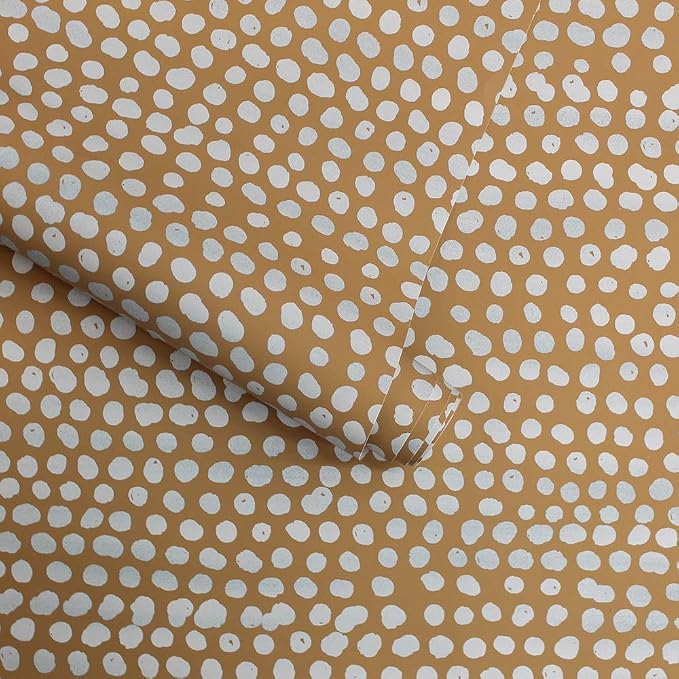 Tempaper Toasted Turmeric Moire Dots Removable Peel and Stick Wallpaper, 20.5 in X 16.5 ft, Made in the USA - Image 9