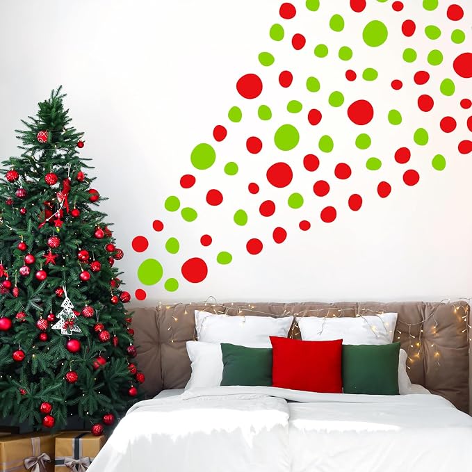 TaoBary 15 Sheet 300 Pcs Polka Dot Wall Decals Boho,Red Green | Removable Peel Stick Stickers for Playroom Nursery Kids Room, Irregular Sizes Terrazzo Decor, Vinyl Safe for Walls - Image 5