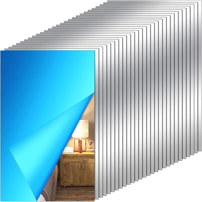 Tuanse 80 Piece Flexible Plastic Mirror Sheets for Home Decoration, Wall Mount, Rectangular, 9 x 6 Inch by Tuanse