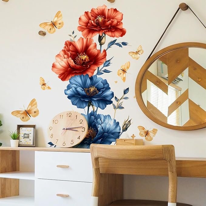 TUOKING Flowers Wall Stickers Decor,Removable Wall Murals | Peel and Stick Modern Vinyl Wall Art Decal Home Decor for Kitchen,Bedroom,Living Room(h27) - Image 2