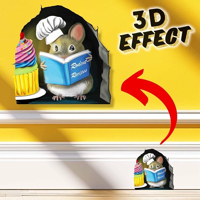 Adorable Pastry Mouse Reading Book Wall Sticker Decal – Kids Room, Classroom, Home Decor, Bookcase, Book Lover Gift, Children's Bedroom, Nursery, Cute Mouse, MICESTERPIECE - Image 2