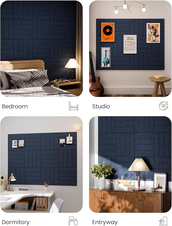 Fluxynara Felt Bulletin Board & Cork Board Alternative, Persian Blue | 48" x 36" Pin board, Removable Adhesive Tabs, Easy Install Without Wall Damage, For Home Office Decor - Image 6