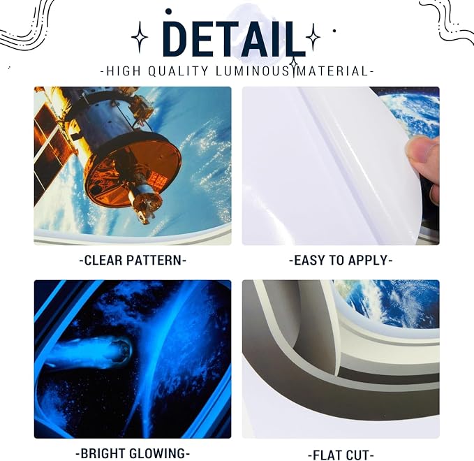 Quanhaigou Glow in The Dark 3D Space Wall Decals, Set of 3 Galaxy Window Stickers for Wall,Planet Themed Room Decor for Kids Boys - Image 5