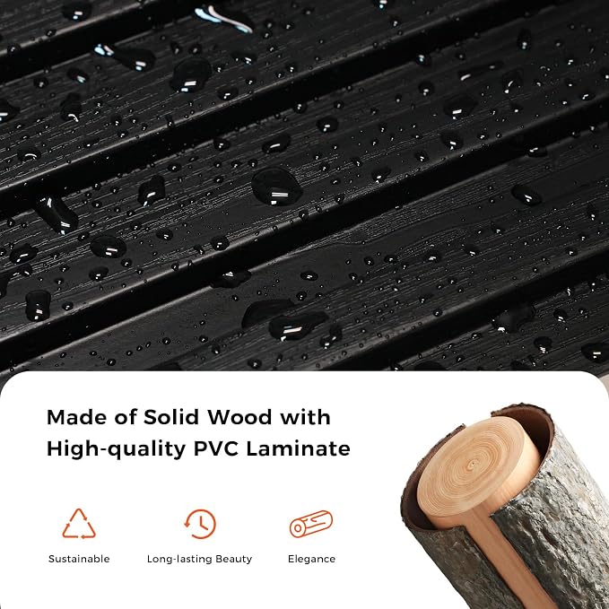 Slat Wall Panel 4-Pack, 108’’x5.7’’, Black | Real Wood Material, with 2Pcs End Trims, Wood Wall Panel for Interior Wall Decor, Bedroom, Living Room, TV Background - Image 2